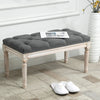 HOMCOM Ottoman Bench Vintage Footrest w/ Button Tufted Seat, Distressed Wood Legs, Grey