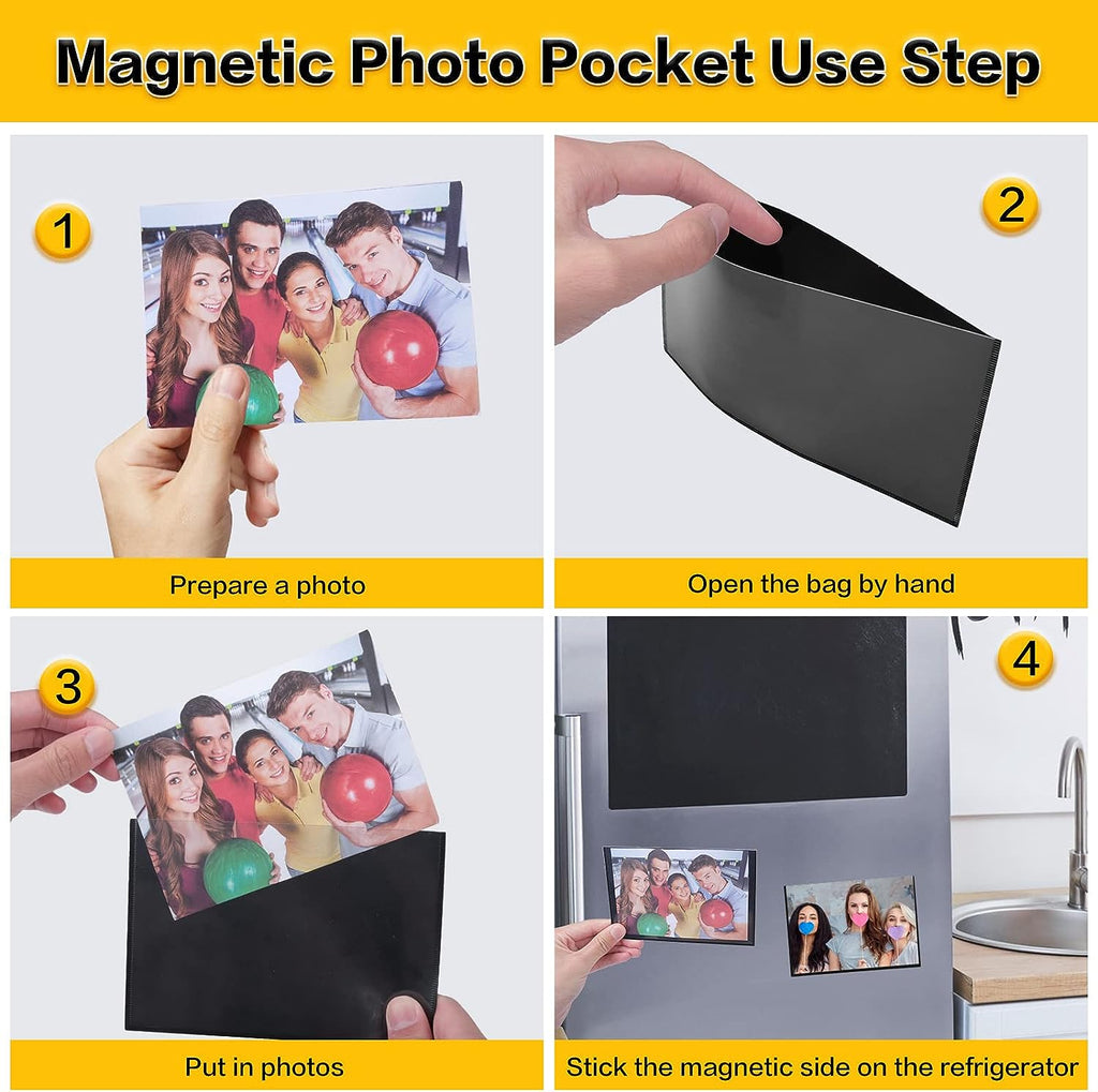 YixangDD 5 Pcs Magnetic picture frames for refrigerator 4x6Inch-Magnetic photo frames,Black