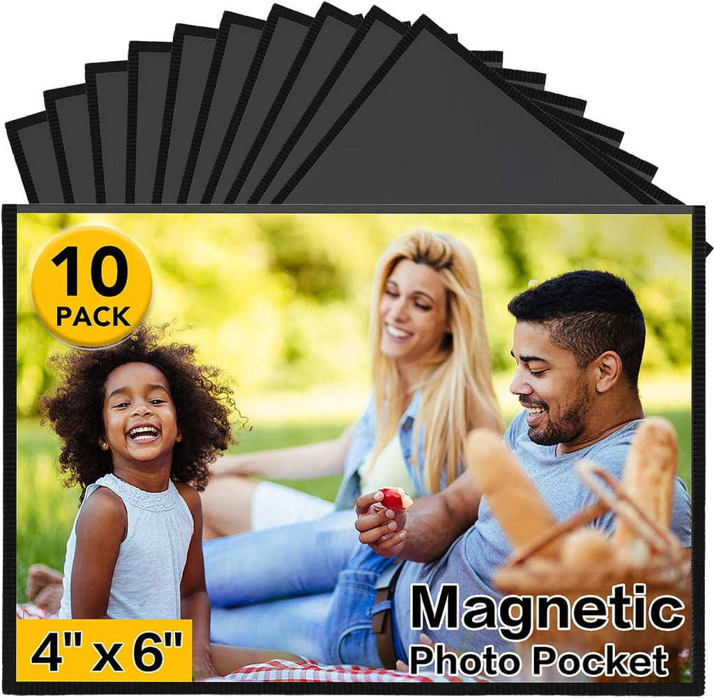 YixangDD Magnetic Picture Frames 10 Packs-Fridge Magnetic Photo Frames-Holds 4 x 6 Inches Photos,Black