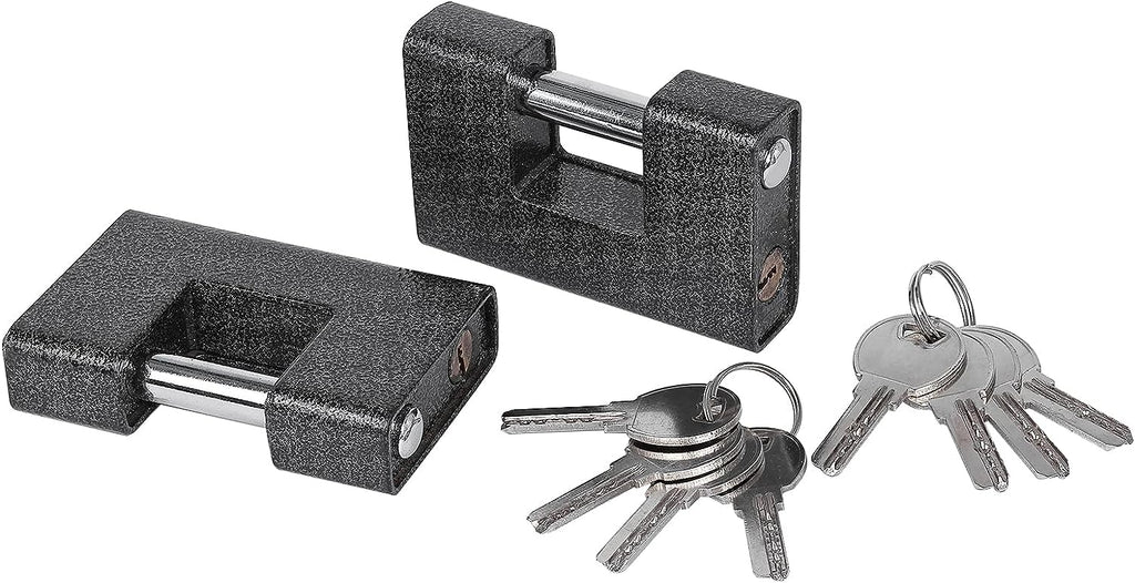 RealPlus 2 Pack Heavy Duty Padlocks with 8 Keys, 850g Hardened Solid Steel Monoblock Lock, Protect Garage Sheds Lockers Gates Warehouses, 100mm