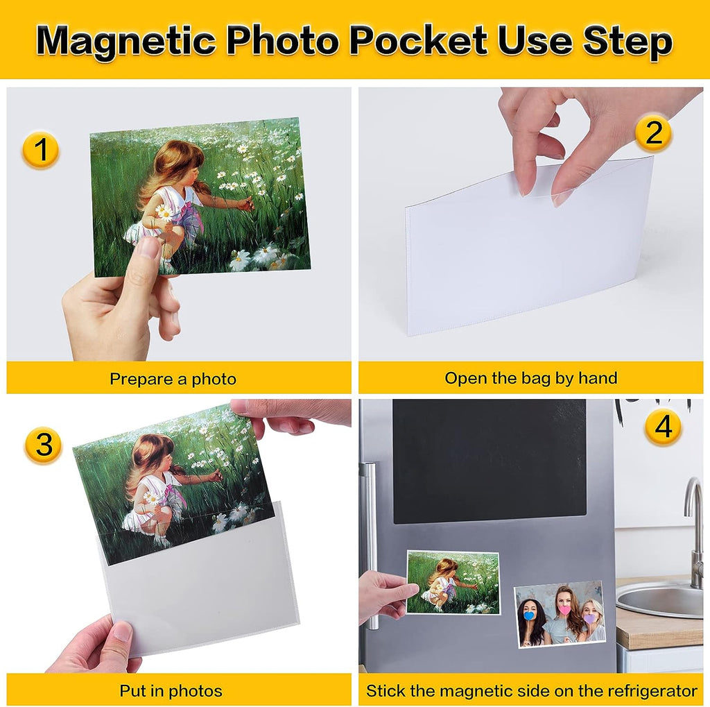 YixangDD 15 Pcs Magnetic picture frames for refrigerator 4x6Inch-Magnetic photo frames,White