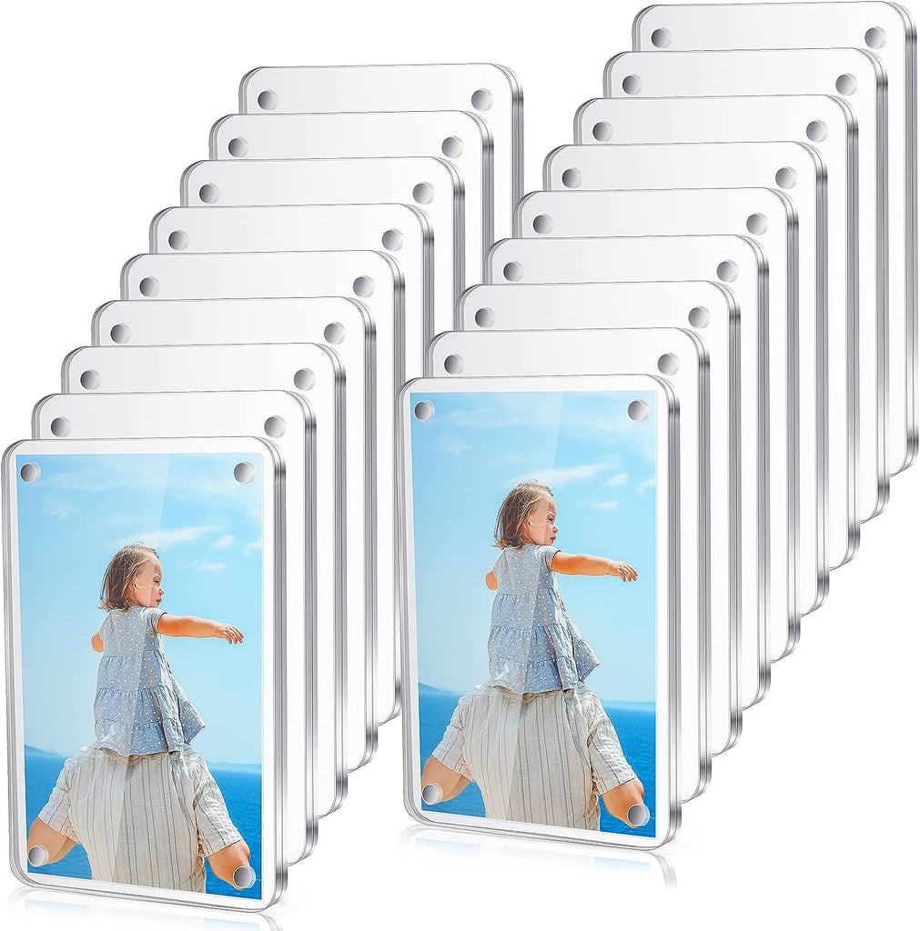 BeapTcely 30 Pieces Acrylic Fridge Magnetic Frame 2 x 3, Mini Double Sided Refrigerator Magnet Picture Frame Clear Frameless Display Frame for Fujifilm Instax Locker, 2.36 x 3.54 Inches (30 Pieces)