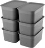 AREYZIN Plastic Storage Baskets With Lids Set of 6 Lidded Storage Organizer Bins Containers Baskets for Organizing Shelves Desktop Closet Playroom Classroom Office, 10.6X7.5X5.1 Inches, Grey