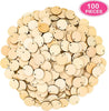 100 Pieces Unfinished Round Wooden Circles with Holes Round Wood Discs for Crafts Blank Natural Wood Circle Cutouts for DIY Crafts Party Birthday Christmas Decoration (1 Inch)