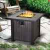 Outsunny 30 Inch Outdoor Propane Gas Fire Pit Table, 50,000 BTU Auto-Ignition Square Wicker-effect Gas Firepit with Ceramic Tabletop, Lid, Lava Rocks & Rain Cover, CSA Certification