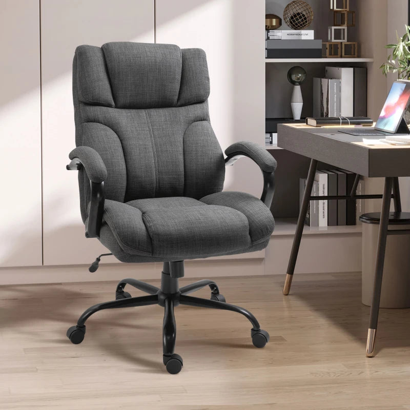Vinsetto 500lbs Big and Tall Office Chair with Wide Seat, Ergonomic Executive Computer Chair with Adjustable Height, Swivel Wheels and Linen Finish, Light Grey