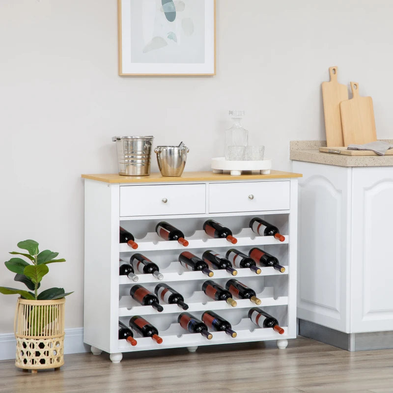 HOMCOM Wine Bar Cabinet, Modern Buffet Cabinet with 16-Bottle Wine Holder and Drawer, Kitchen Storage Cabinet for Living Room, Home Bar, Dark Brown
