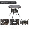 Outsunny Outdoor Furniture Cast Aluminum Dining Set for 4, Round Patio Table and Chairs with 2" Umbrella Hole, Stackable Design, Adjustable Feet for Balcony, Backyard, Deck, Garden, Bronze