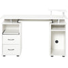 HOMCOM Multi-Function Computer Desk Home Office Workstation with Keyboard Tray, Elevated Shelf, Sliding Scanner Shelf and CPU Stand, White