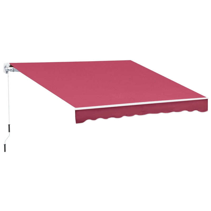 Outsunny 13' x 8' Retractable Awning, Patio Awnings, Sunshade Shelter with Manual Crank Handle, 280g/m² UV & Water-Resistant Fabric and Aluminum Frame for Deck, Balcony, Yard, Red