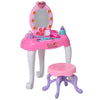 Qaba Children Dressing Table Set Girls, Pretend Princess Vanity Table with Music Lightening - Pink