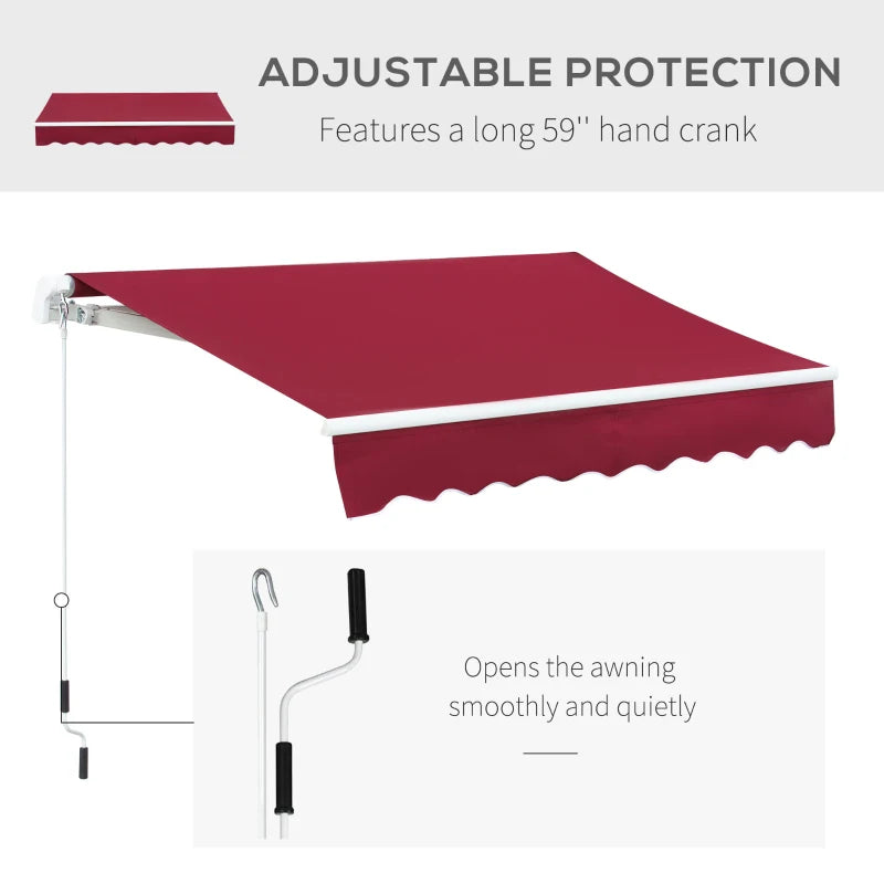 Outsunny 8' x 7' Manual Retractable UV Protentant Sun Shade Patio Awning - Red