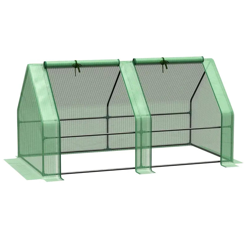 Outsunny 71" x 55" x 32" Mini Tunnel Greenhouse Garden Planting Shed Outdoor Flower Planter Warm House with Zipper Backyard Gardening Kit Green