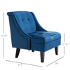 HOMCOM Tufted Single Sofa Chair with Rubber Wood Legs, Thick Padding Mid-Back, and Wings for Living Room - Blue