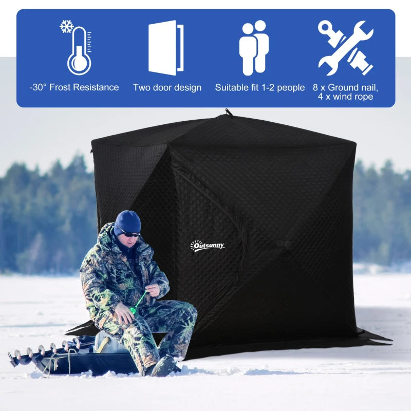 Outsunny 4 People Ice Fishing Shelter, Waterproof Oxford Fabric