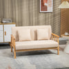 HOMCOM 48" Loveseat Sofa for Bedroom, Modern Love Seats Furniture, Upholstered Small Couch for Small Space, Beige