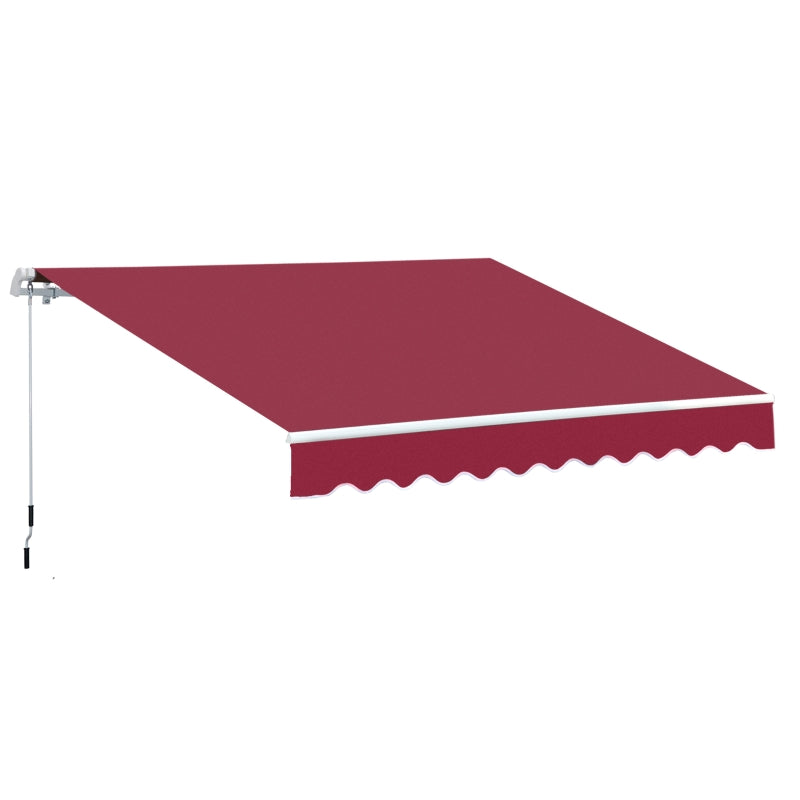 Outsunny 12' x 8' Outdoor Patio Manual Retractable Exterior Window Awning - Red