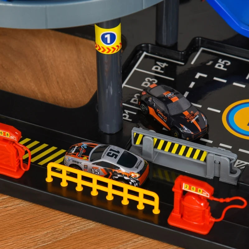 Qaba 7-Level Kids Toy Car Playset Activity Parking Garage, Elevator w/ Sounds