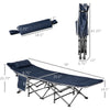 Outsunny Folding Camping Cot, Double Layer Heavy Duty Sleeping Cot with Carry Bag, Headrest, 2-Sided Reversible Mattress, Portable & Lightweight Cot Bed, Blue