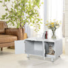 PawHut Indoor Feline Cat Box Furniture Kitty Table w/ Scratch & Magnetic Doors  White