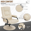 HOMCOM Ergonomic Faux Leather Lounge Armchair Recliner And Ottoman Set - Cream