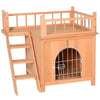 PawHut Wooden Cat Condo Indoor/Outdoor Shelter w/ Balcony Roof, White