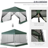 Outsunny Slant Leg Pop Up Canopy Tent with Netting and Carry Bag, Instant Sun Shelter, Tents for Parties, Height Adjustable, for Outdoor, Garden, Patio, (11.5'x11.5' Base / 10'x10' Top), Green