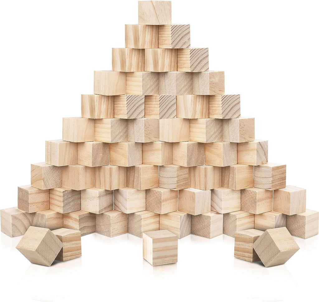 Kurtzy 60 Pack 1.2 inch Wooden Cubes - Natural Unfinished Wood Blocks - Pine Cubes for Wooden Craft, DIY, Stamps, Educational, Art & Crafts, Puzzles and Numbers