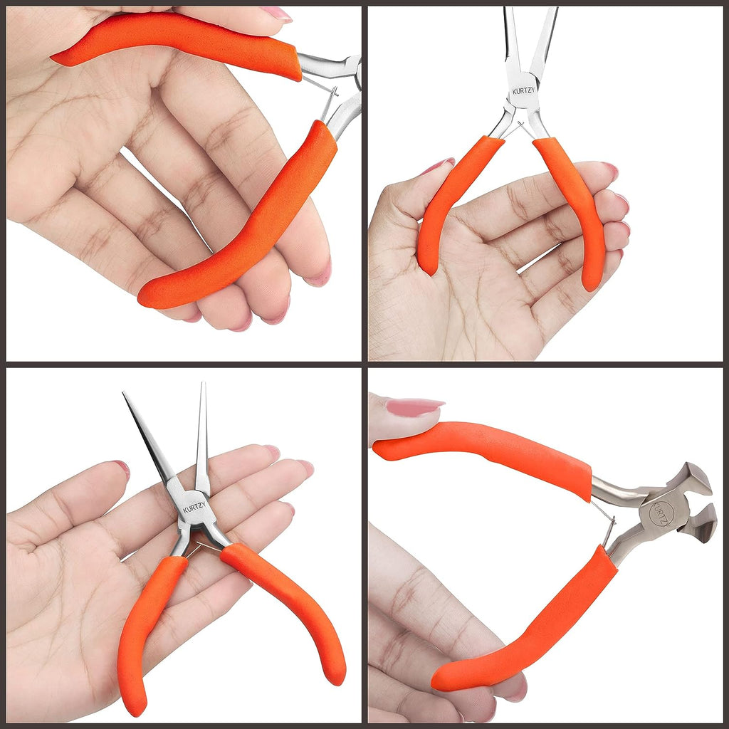 Kurtzy 8 Pack Mini Jewelry Plier Tool Kit Set with Soft Grip