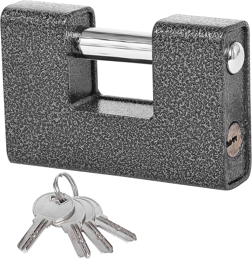 RealPlus Heavy Duty Padlocks with 8 Keys, 100mm Hardened Solid Steel Monoblock Lock, Protect Garage Sheds Lockers Containers Gates Warehouses, 850g