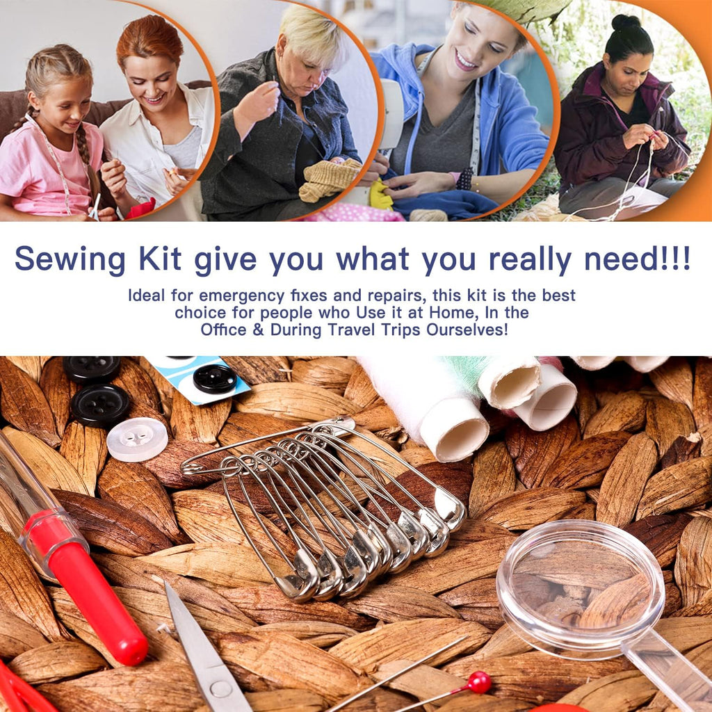 Sewing Kit for Adults and Kids,Needle and Thread Kit with Sewing Supplies  and Accessories Contains Scissors, Measure Tape,Seam Ripper,Suitable for  Home, Travel, Beginner, Emergency 