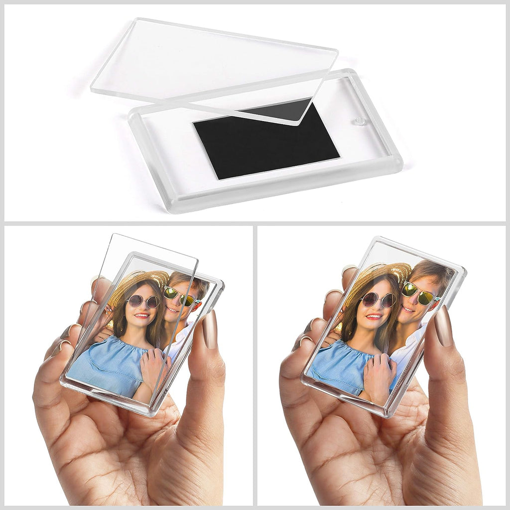 Kurtzy Blank Photo Frame Insert Fridge Magnets (50 Pack) - for Photos 7 x 4.5cm (2.75 x 1.77 inches) - Translucent Clear Acrylic Refrigerator Magnets for Small Photos - Gifts for Family & Friends