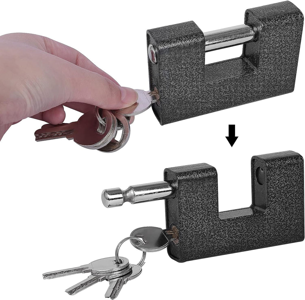 RealPlus 2 Pack Heavy Duty Padlocks with 8 Keys, 850g Hardened Solid Steel Monoblock Lock, Protect Garage Sheds Lockers Gates Warehouses, 100mm
