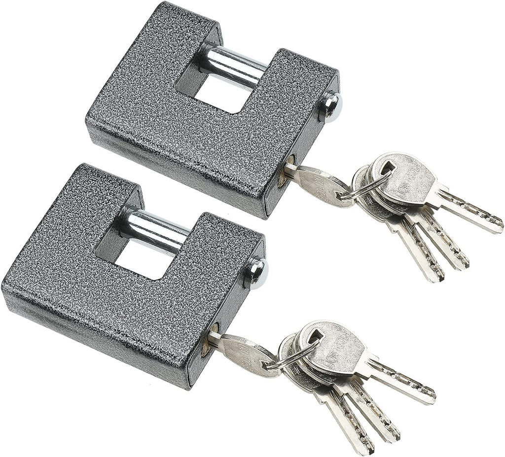 RealPlus 2 Pack Heavy Duty Padlocks with 8 Keys, 80mm Hardened Solid Steel Monoblock Lock, Protect Garage Sheds Lockers Containers Gates Warehouses, 680g