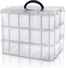 Kurtzy 3 layer Stackable Storage Container 30 Adjustable Compartments - Stackable Storage Box for Hot Wheels, Toys, Jewelry, Beads, Arts, Crafts, Washi Tape, - Sewing Box, Sewing Accessories Organizer