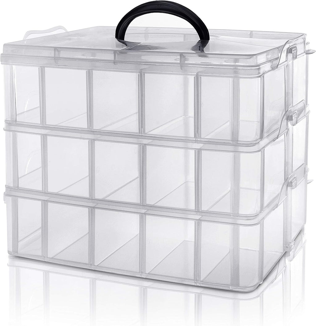 Kurtzy 3 layer Stackable Storage Container 30 Adjustable Compartments –  ShopEZ USA