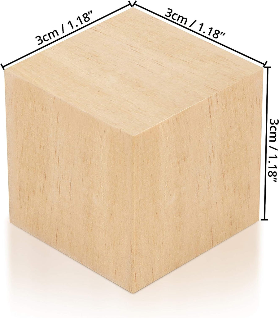 Kurtzy 60 Pack 1.2 inch Wooden Cubes - Natural Unfinished Wood Blocks - Pine Cubes for Wooden Craft, DIY, Stamps, Educational, Art & Crafts, Puzzles and Numbers