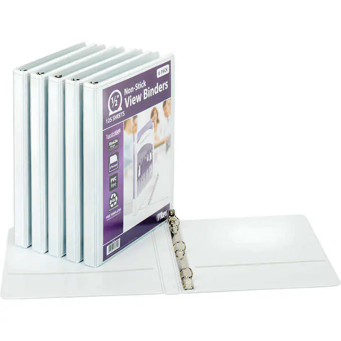 TOPS Non-stick 1/2" View Binder, 6-count