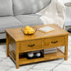 HOMCOM Square Coffee Table with Storage for Living Room, Natural/Gray