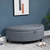 HOMCOM Half Moon Modern Luxurious Polyester Fabric Storage Ottoman Bench with Legs Lift Lid Thick Sponge Pad for Living Room, Entryway, or Bedroom, Grey