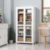 HOMCOM Freestanding Kitchen Pantry, 5-tier Storage Cabinet with Adjustable Shelves and 2 Glass Doors for Living Room, Dining Room, White
