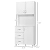 HOMCOM Freestanding Kitchen Buffet with Hutch Storage Organizer with 2 Door Cabinets, 3 Drawers and Open Countertop, Adjustable Shelf, White
