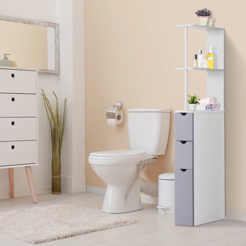 Bathroom Storage Cabinet Narrow Tall Slim Floor Cabinet with 2