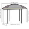 Outsunny 12' x 12' Round Outdoor Gazebo, Patio Dome Gazebo Canopy Shelter with Double Roof, Netting Sidewalls and Curtains, Zippered Doors, Strong Steel Frame, Brown