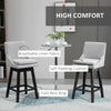 HOMCOM 28.5" Set of 2 Swivel Bar Height Bar Stools, Armless Upholstered Barstools Chairs with Soft Padding Cushion and Wood Legs, Light Grey