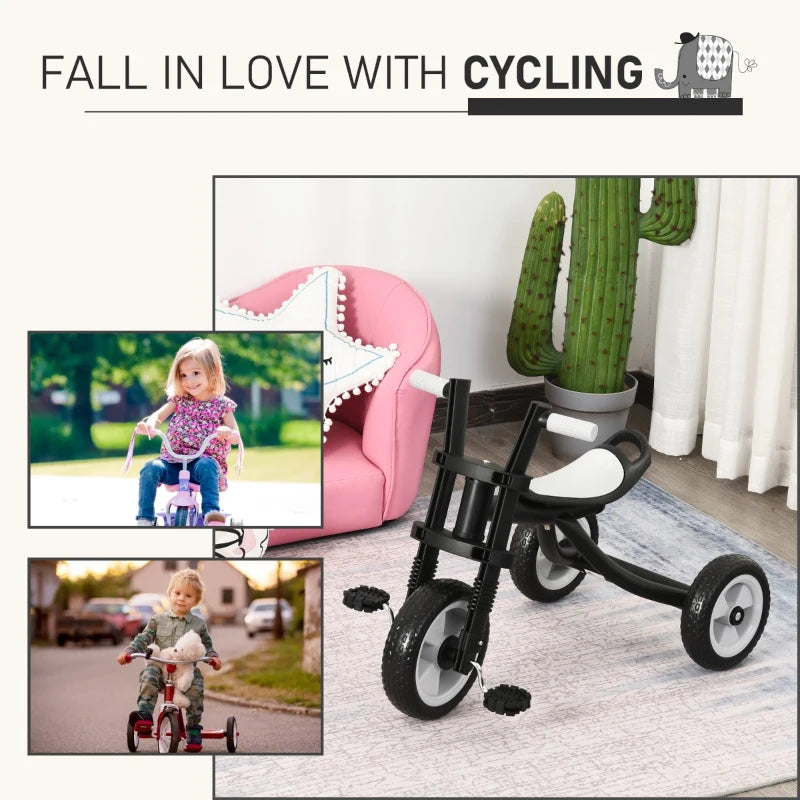 Qaba Kids Ride-On Cycling Tricycle with a Chic Timeless Design Color & a Safety & Comfortable EVA Foam Seat - Black