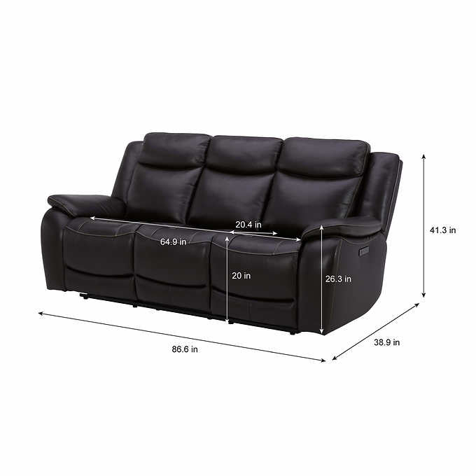 Harvey Leather Power Reclining Sofa with Power Headrests