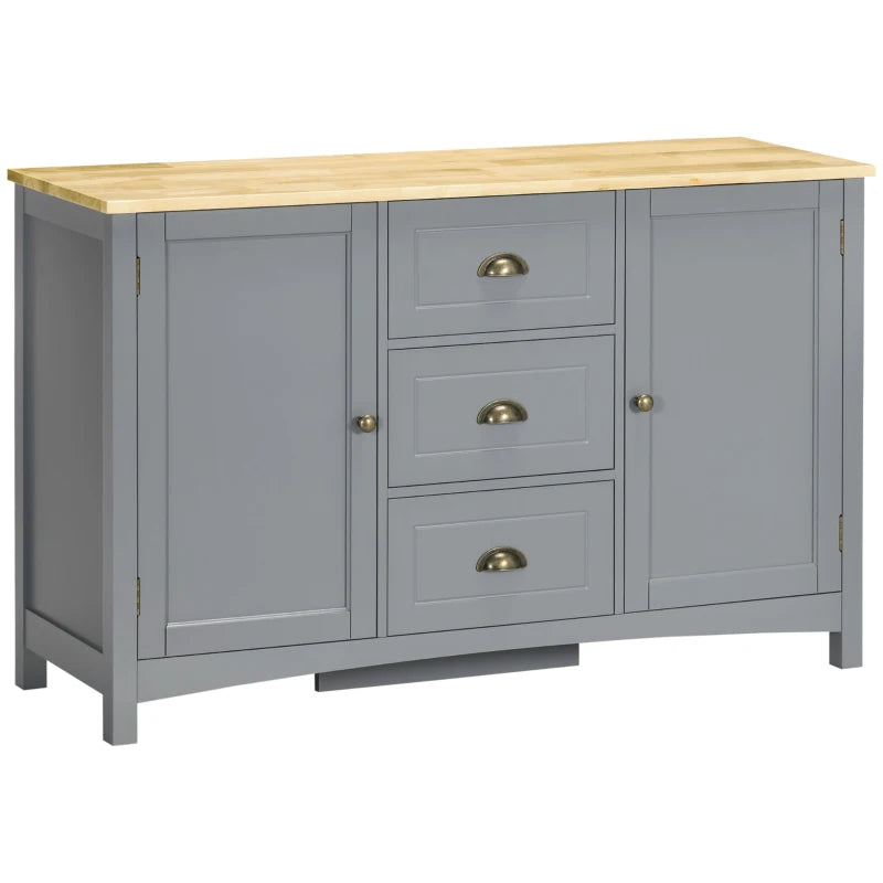 HOMCOM Buffet Cabinet with 3 Storage Drawers, Sideboard for Living Room, Gray