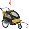 ShopEZ USA Elite 360 Swivel Bike Trailer for Kids Double Child Two-Wheel Bicycle Cargo Trailer With 2 Security Harnesses, Yellow