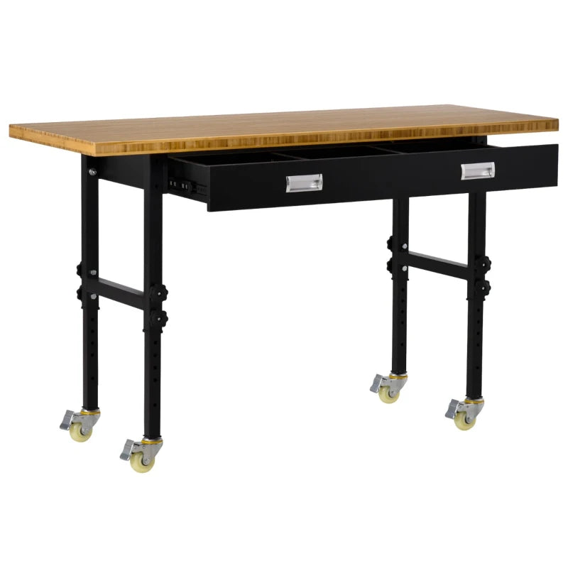 HOMCOM 46"L x 28"W Garage Table with X Bar Support and Natural Tabletop, Natural/Black